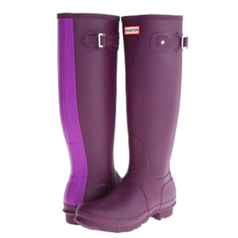 Hunter Original Stripe Wellington Rain Boots w/ FREE FLEECE BOOT LINERS